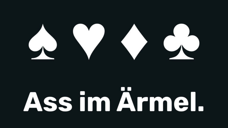 Postkartenmotiv mit dem Text "Ass im Ärmel."